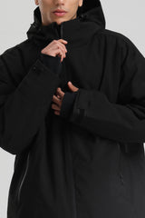 Men's Black Fully Sealed Dual-Vent Minimalist Insulated Snow Jacket