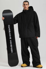 Men's Black Fully Sealed Dual-Vent Minimalist Insulated Snow Jacket