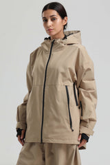 Women's Khaki Fully Sealed Dual-Vent Minimalist Insulated Snow Jacket