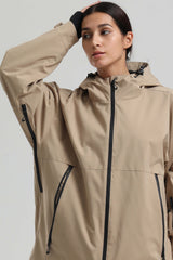 Women's Khaki Fully Sealed Dual-Vent Minimalist Insulated Snow Jacket