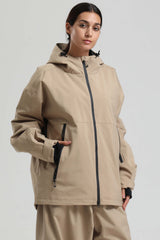 Women's Khaki Fully Sealed Dual-Vent Minimalist Insulated Snow Jacket