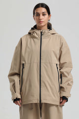 Women's Khaki Fully Sealed Dual-Vent Minimalist Insulated Snow Jacket