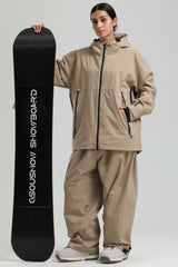 Women's Khaki Fully Sealed Dual-Vent Minimalist Insulated Snow Jacket