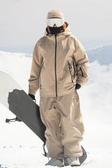 Women's Khaki Fully Sealed Dual-Vent Minimalist Insulated Snow Jacket