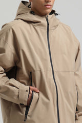 Men's Khaki Fully Sealed Dual-Vent Minimalist Insulated Snow Jacket