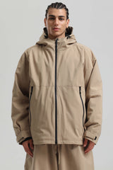 Men's Khaki Fully Sealed Dual-Vent Minimalist Insulated Snow Jacket