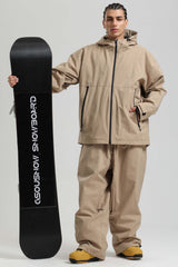 Men's Khaki Fully Sealed Dual-Vent Minimalist Insulated Snow Jacket