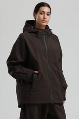 Women's Coffee Fully Sealed Dual-Vent Minimalist Insulated Snow Jacket