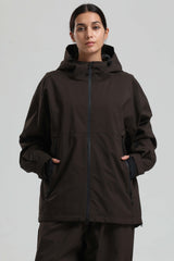 Women's Coffee Fully Sealed Dual-Vent Minimalist Insulated Snow Jacket
