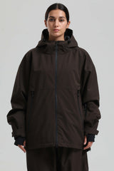 Women's Coffee Fully Sealed Dual-Vent Minimalist Insulated Snow Jacket