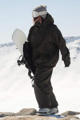 Women's Coffee Fully Sealed Dual-Vent Minimalist Insulated Snow Jacket