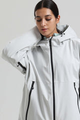 Women's Light Grey Fully Sealed Dual-Vent Minimalist Insulated Snow Jacket