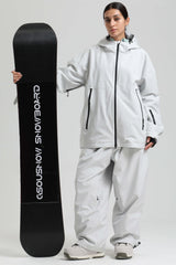 Women's Light Grey Fully Sealed Dual-Vent Minimalist Insulated Snow Jacket