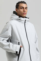 Men's Light Grey Fully Sealed Dual-Vent Minimalist Insulated Snow Jacket