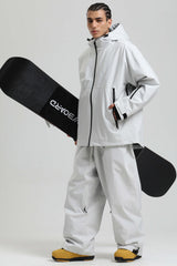 Men's Light Grey Fully Sealed Dual-Vent Minimalist Insulated Snow Jacket