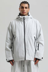 Men's Light Grey Fully Sealed Dual-Vent Minimalist Insulated Snow Jacket