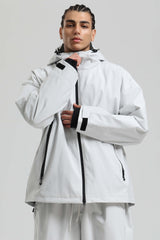 Men's Light Grey Fully Sealed Dual-Vent Minimalist Insulated Snow Jacket
