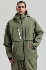 Men's Off White Contrast-Zip Fully Sealed Waterproof Insulated Snow Jacket