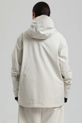 Women's Off White Contrast-Zip Fully Sealed Waterproof Insulated Snow Jacket