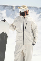 Women's Khaki Contrast-Zip Fully Sealed Waterproof Insulated Snow Jacket