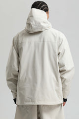 Men's Off White Contrast-Zip Fully Sealed Waterproof Insulated Snow Jacket