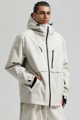 Men's Black Contrast-Zip Fully Sealed Waterproof Insulated Snow Jacket