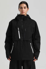 Women's Black Contrast-Zip Fully Sealed Waterproof Insulated Snow Jacket