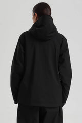 Women's Black Contrast-Zip Fully Sealed Waterproof Insulated Snow Jacket
