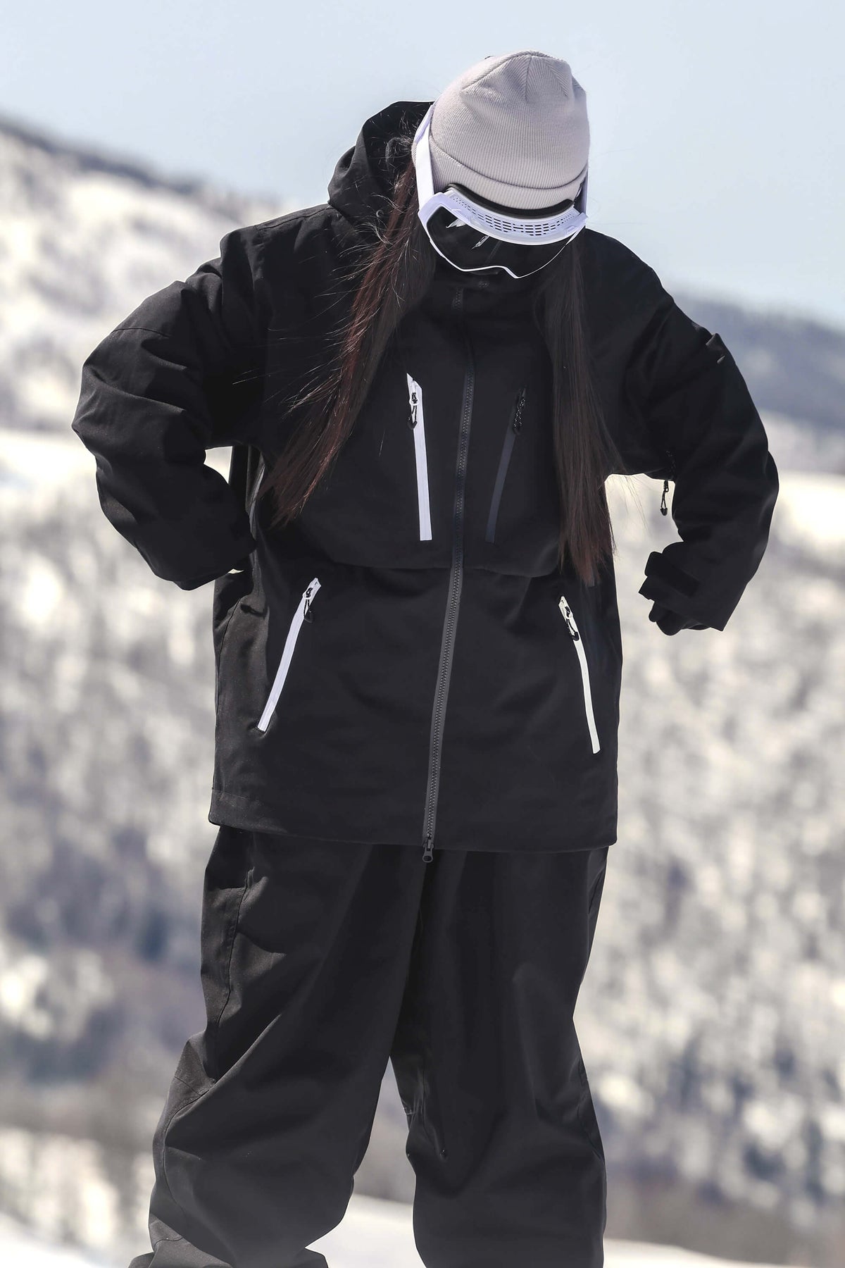 Women's Coffee Contrast-Zip Fully Sealed Waterproof Insulated Snow Jacket