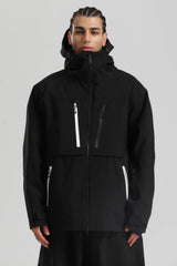 Men's Off White Contrast-Zip Fully Sealed Waterproof Insulated Snow Jacket