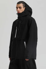 Men's Black Contrast-Zip Fully Sealed Waterproof Insulated Snow Jacket