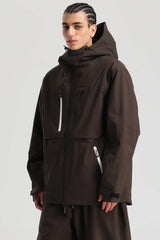 Men's Off White Contrast-Zip Fully Sealed Waterproof Insulated Snow Jacket