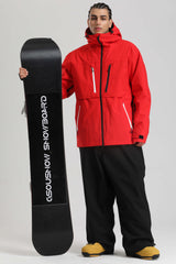 Men's Red Contrast-Zip Fully Sealed Waterproof Insulated Snow Jacket