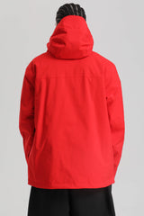 Men's Red Contrast-Zip Fully Sealed Waterproof Insulated Snow Jacket