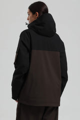Women's Black & Coffee Asym-Zip Utility Pocket Waterproof Snow Jacket