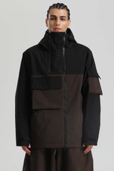 Men's Green & Black Asym-Zip Utility Pocket Waterproof Snow Jacket