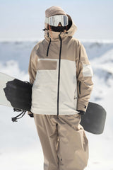 Women's Green & Black Asym-Zip Utility Pocket Waterproof Snow Jacket