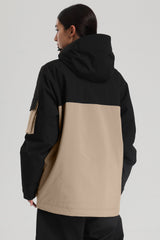 Women's Black & Khaki Asym-Zip Utility Pocket Waterproof Snow Jacket