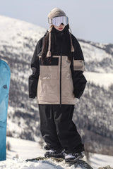 Women's Green & Black Asym-Zip Utility Pocket Waterproof Snow Jacket