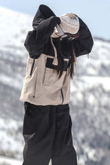 Women's Black & Coffee Asym-Zip Utility Pocket Waterproof Snow Jacket