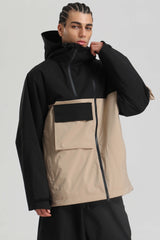 Men's Off White Asym-Zip Utility Pocket Waterproof Snow Jacket