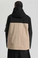 Men's Black & Khaki Asym-Zip Utility Pocket Waterproof Snow Jacket