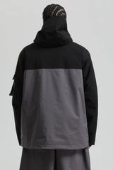 Men's Black & Grey Asym-Zip Utility Pocket Waterproof Snow Jacket