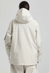 Women's Off White Asym-Zip Utility Pocket Waterproof Snow Jacket