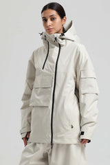 Women's Black Asym-Zip Utility Pocket Waterproof Snow Jacket
