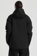 Women's Black Asym-Zip Utility Pocket Waterproof Snow Jacket