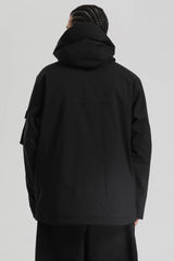 Men's Black Asym-Zip Utility Pocket Waterproof Snow Jacket