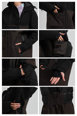 Men's Black Asym-Zip Utility Pocket Waterproof Snow Jacket