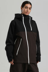 Women's Black & Coffee Face Vent Asym-Zip Waterproof Insulated Snow Jacket