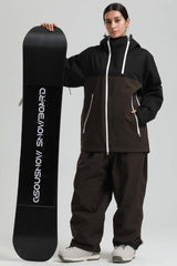 Women's Black & Coffee Face Vent Asym-Zip Waterproof Insulated Snow Jacket